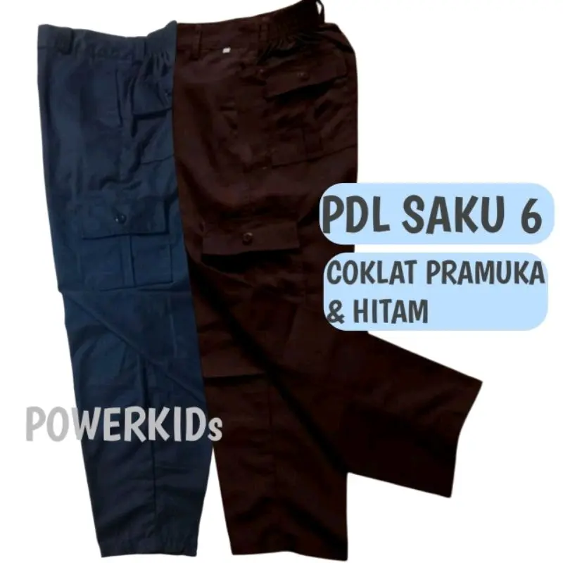 Celana seragam sekolah saku enam pdl cargo sd dan smp karet pinggang