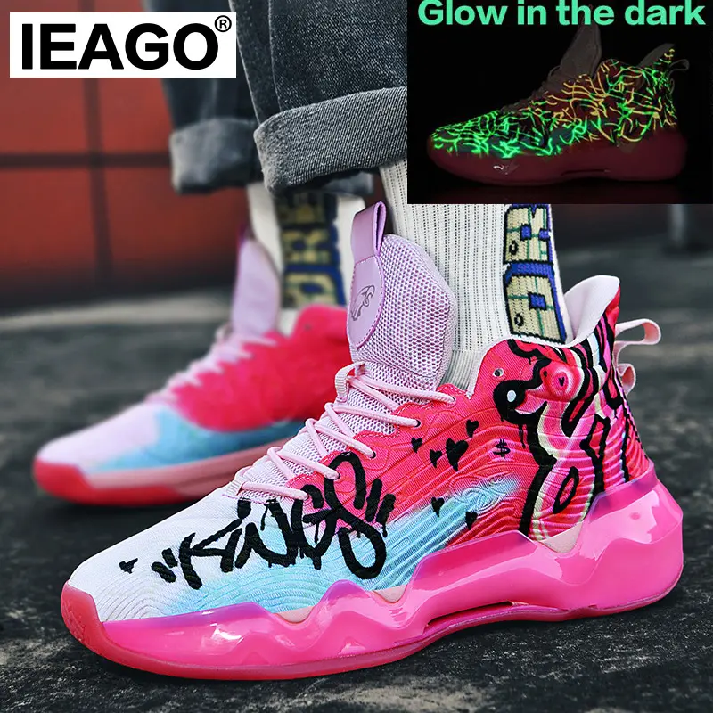 IEAGO-Giày Bóng Rổ Nam Spike, Giày Thể Thao Ngoài Trời Trọng Lượng Nhẹ, Thường Ngày, Thương Hiệu Chuyên Nghiệp, Phát Sáng Trong Bóng Tối, Chính Hãng