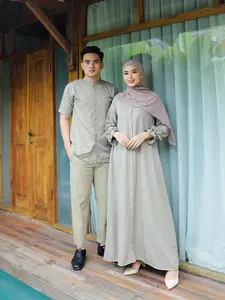 Anjali Set Couple Keluarga Motif Etnic Sarimbit Lebaran Kondangan Setelan Gamis Koko Dewasa Terlaris