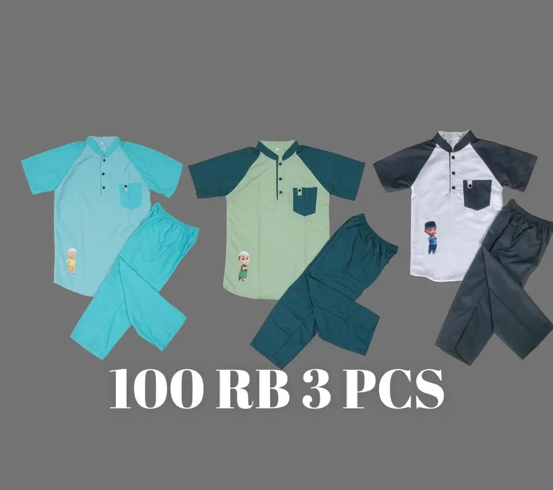 100 RB 3 PCS SETELAN KOKO ANAK KARAKTER umur 1-12 tahun