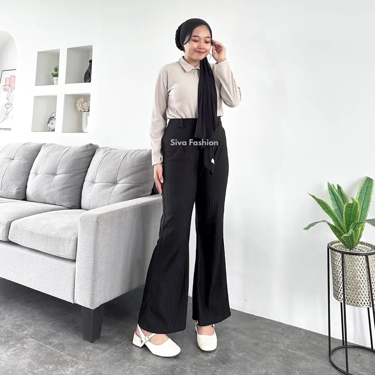 Sivafashion - ￼Celana Cutbray Knit Wanita Higwaist Knit Cutbray Wanita Premium Nyaman Panjang