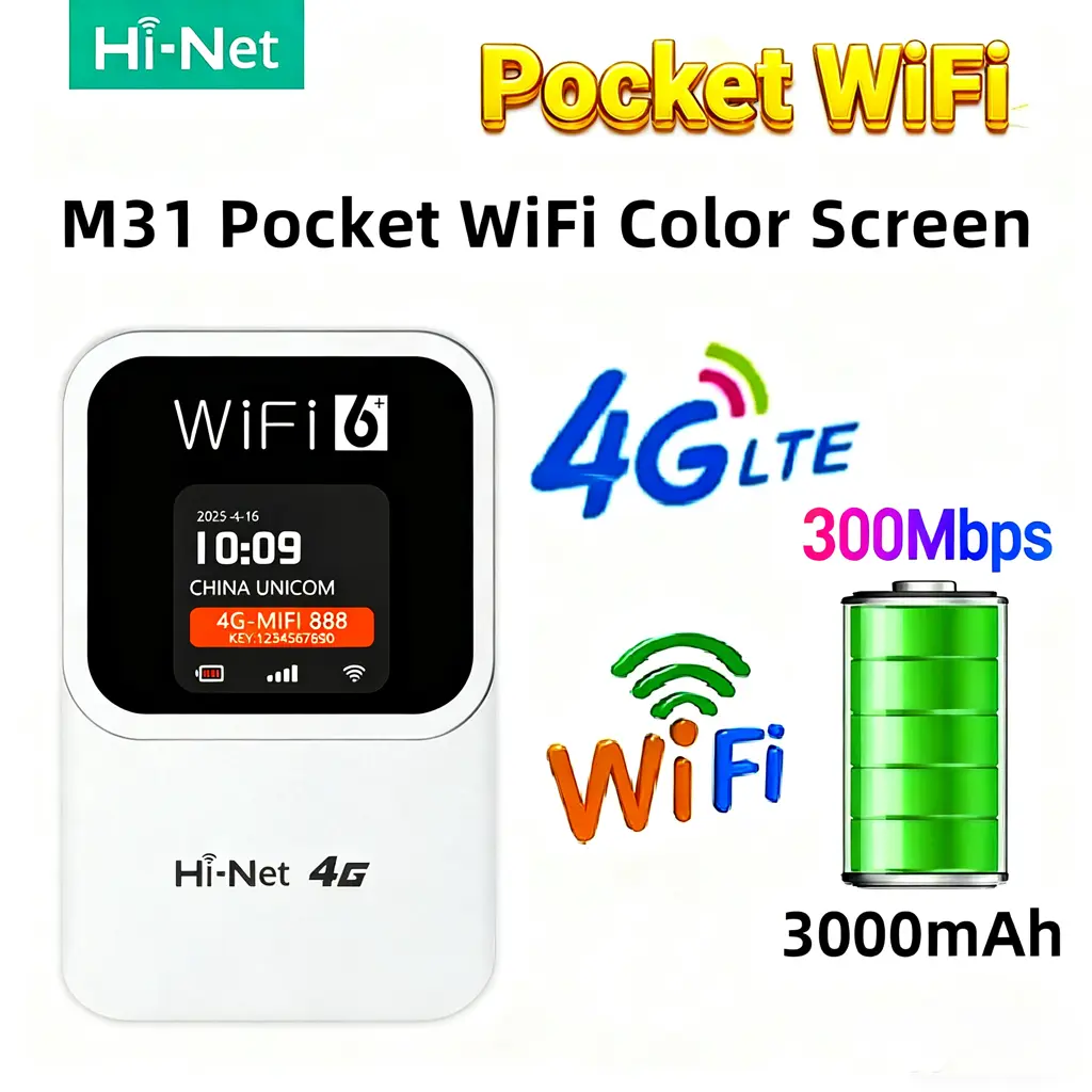 HiNet M31 LTE 4G Modem Router, 300Mbps Hotspot Pocket WiFi Up to 10 ...