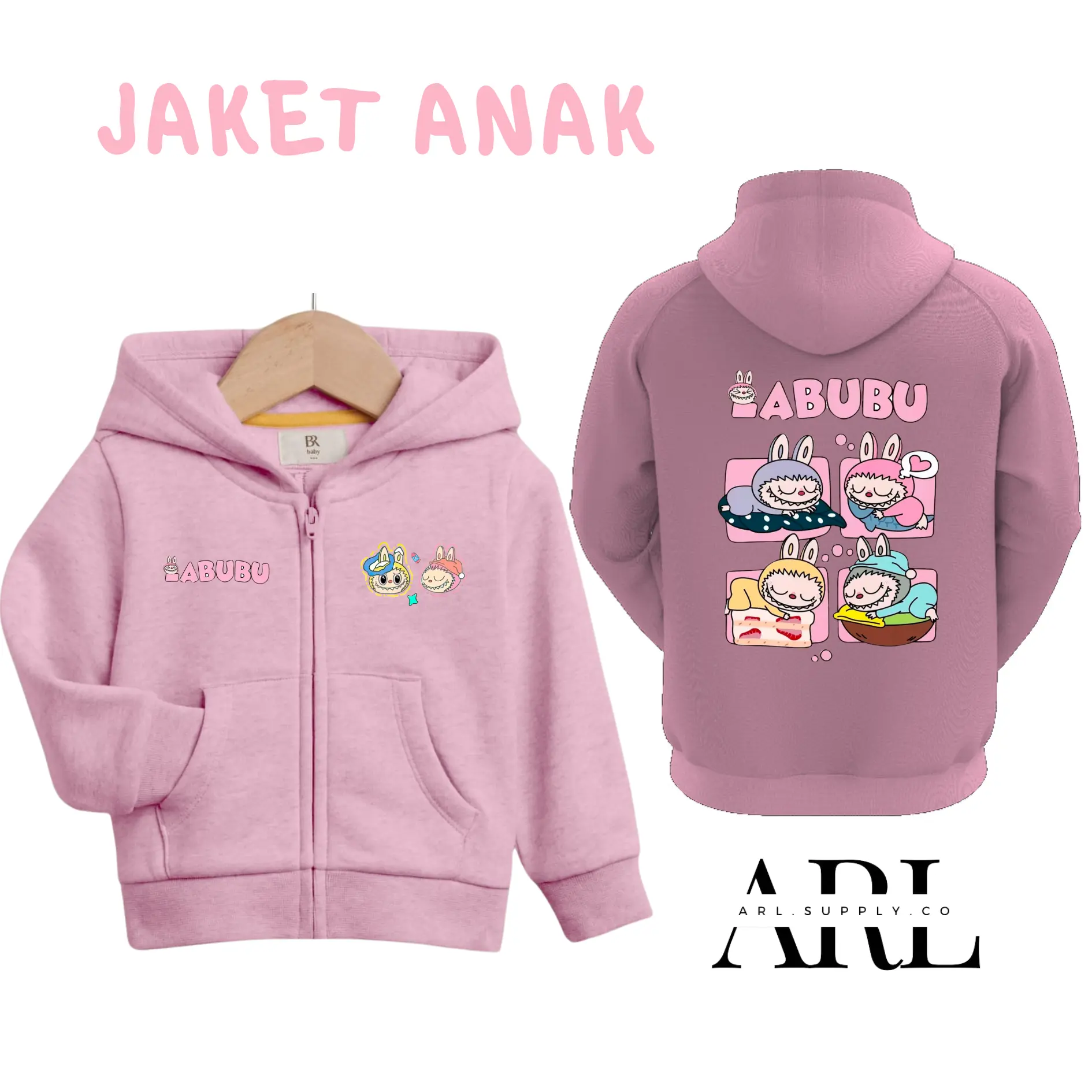 ARL SUPPLY - Jaket Zipper Anak Laki-Laki Perempuan Usia 2-12 Tahun Fashion