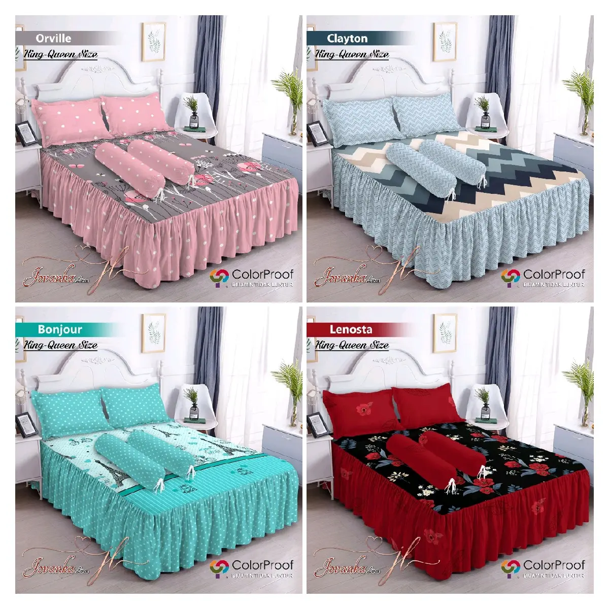 SPREI RUMBAI SET JOVANKA KING 180x200x35cm NO.1 Bantal Sarung adem Multicoloured