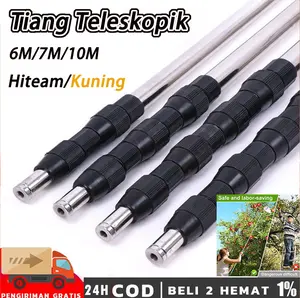 6m-10m Tiang Teleskopik Pemetik Buah Gergaji Jaring Celup/ Besi tahan karat Tongkat teleskopik Pemetik Buah/ Gergaji batang teleskopik/Tongkat Tinggi Stik Serbaguna Panjang Teleskopik Metal Fruit Picker Bisa Gergaji Potong Ranting(Hanya Tiang yang Dijual)