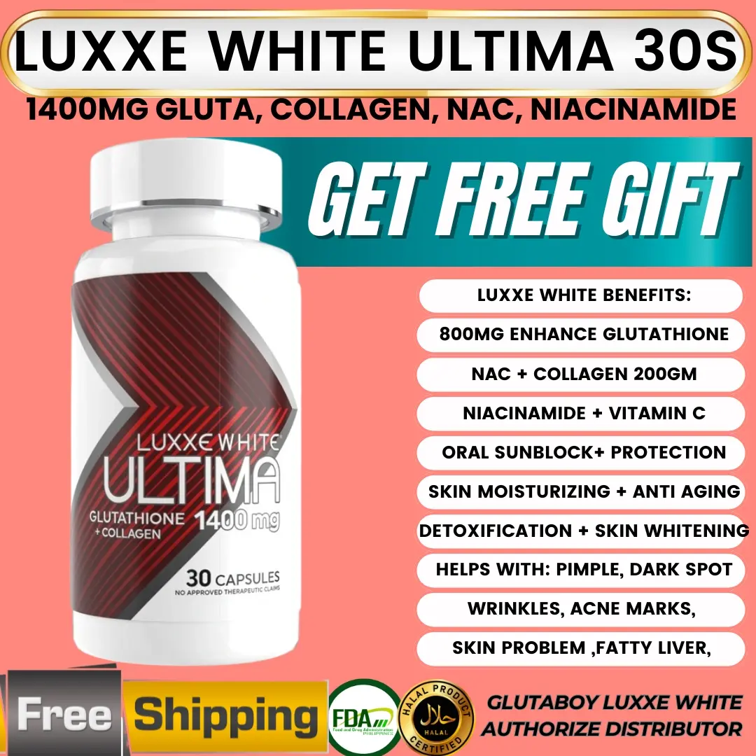 FRONTROW ] LUXXE WHITE ULTIMA 30s(REPACK) 1400MG GLUTATHIONE WITH COLLAGEN AND NIACINAMIDE BENEFITS PAMPAPUTI ORAL SUNBLOCK