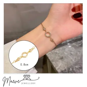 MAEVE S132 Gelang Titanium Wanita Model Bulat Dengan Berlian Rantai Wanita Aksessoris Fashion Anti Luntur Anti Karat