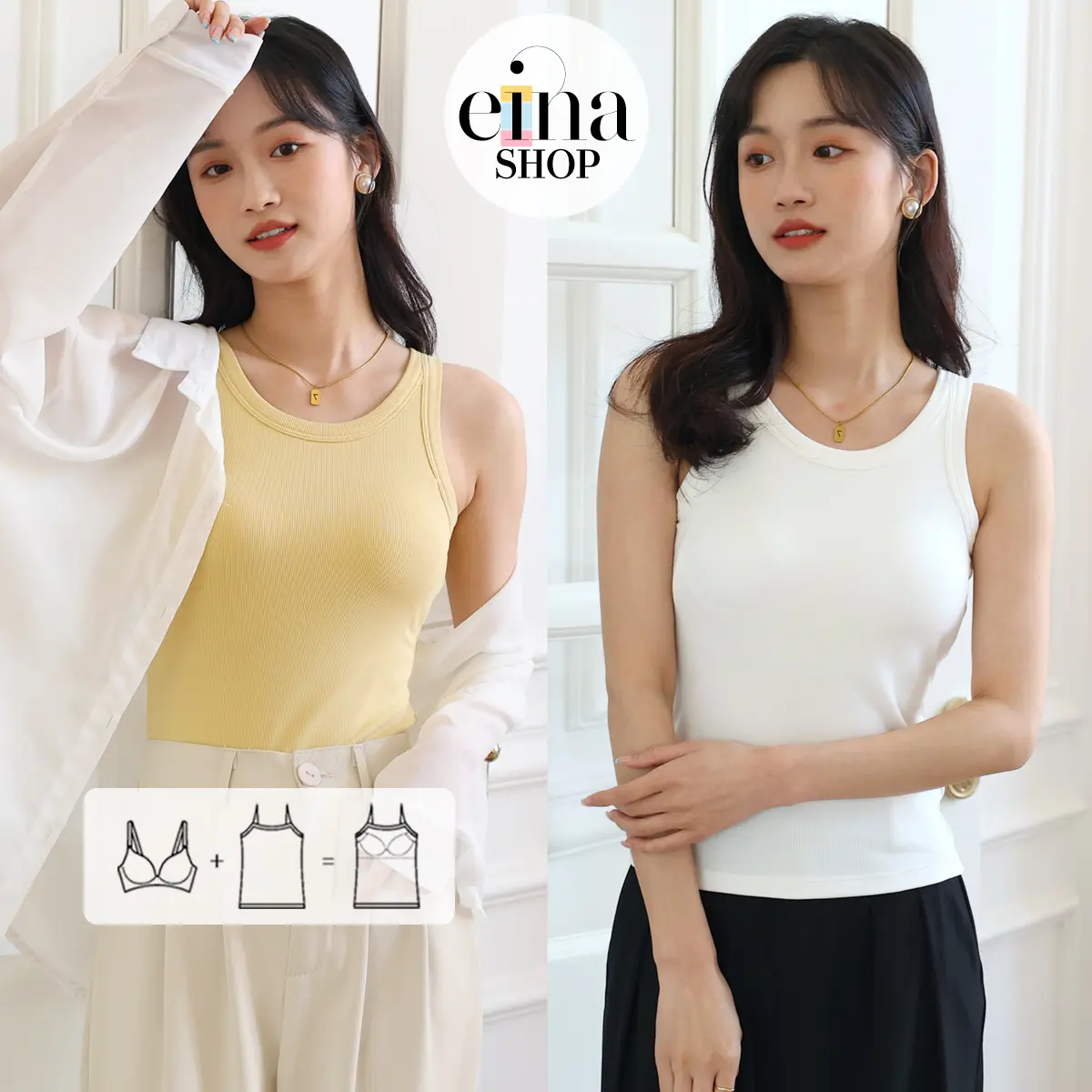 Aimi Bra Padded Ribbed Singlet padded top