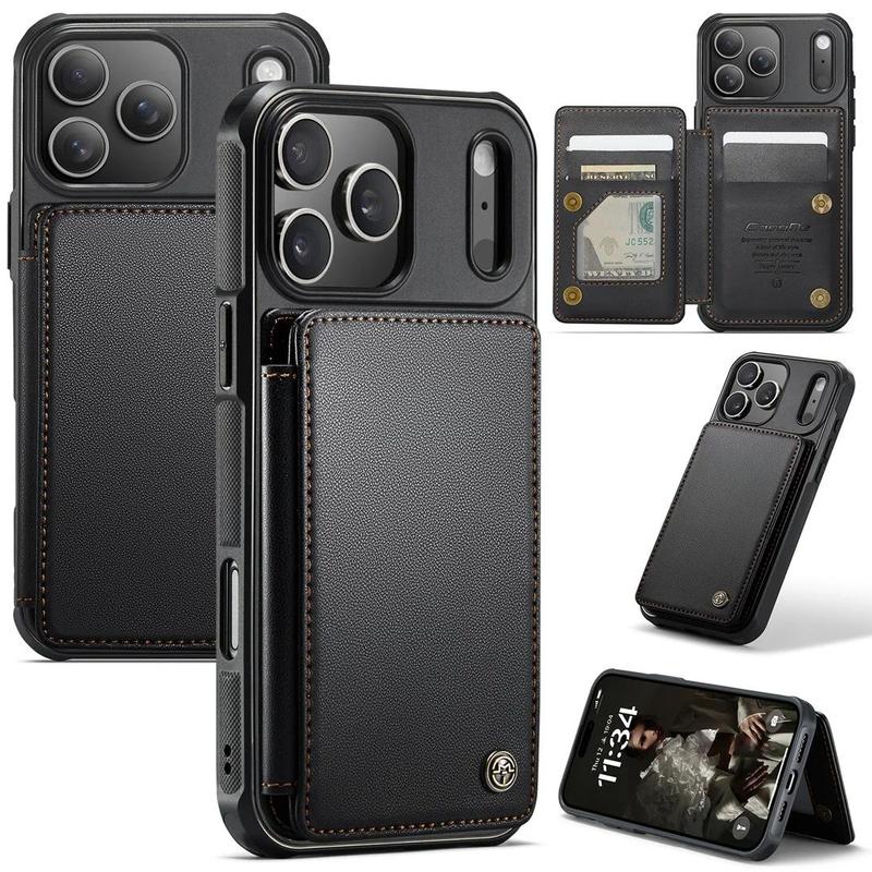 Ốp lưng da dạng ví cho iPhone 18 Pro Max và iPhone 18 Pro, ngăn chặn RFID, có giá đỡ/giá đỡ gấp, chống sốc, kèm ngăn đựng thẻ tín dụng