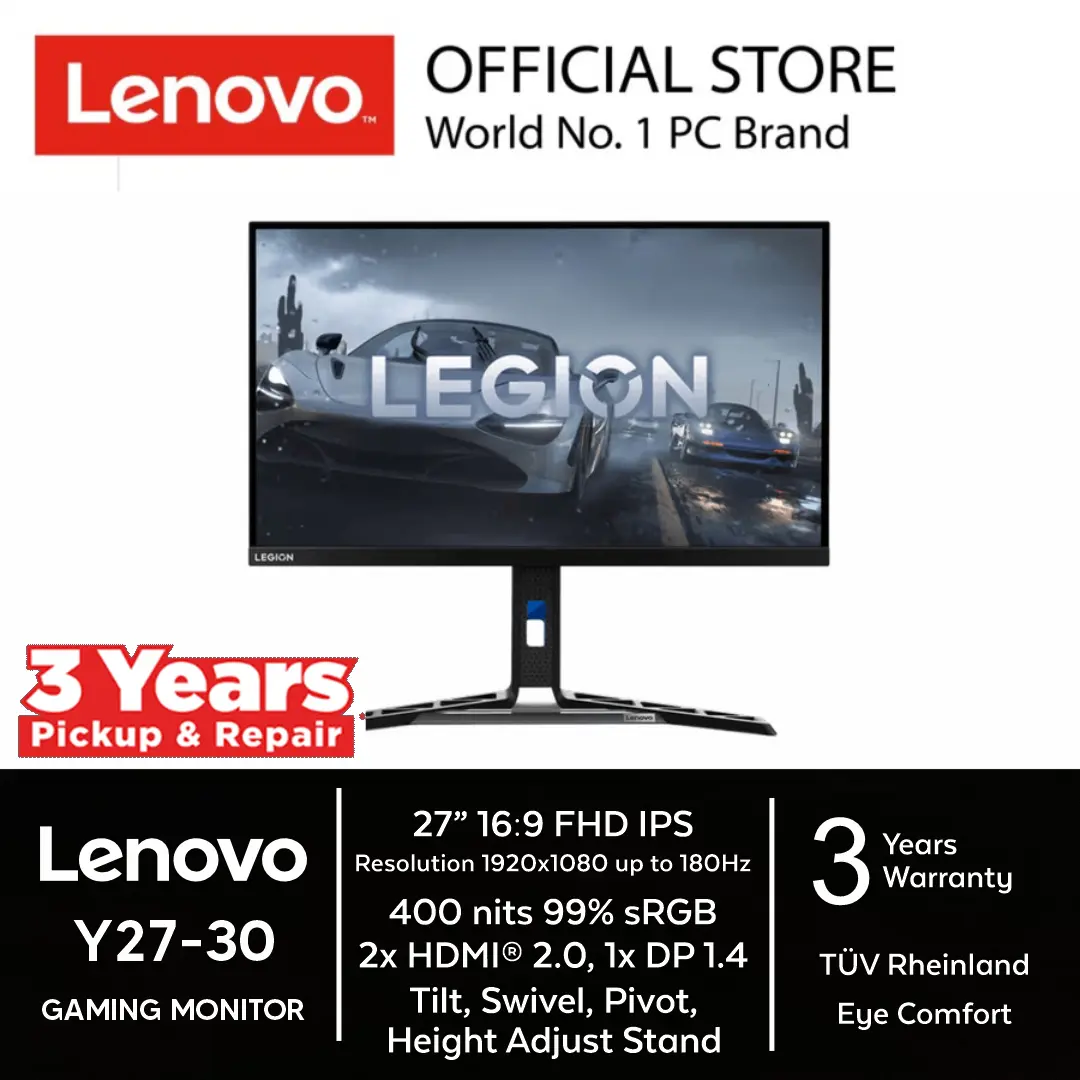 Lenovo Legion Y27-30 Gaming Monitor 27"FHD IPS 99%sRGB upto 180Hz