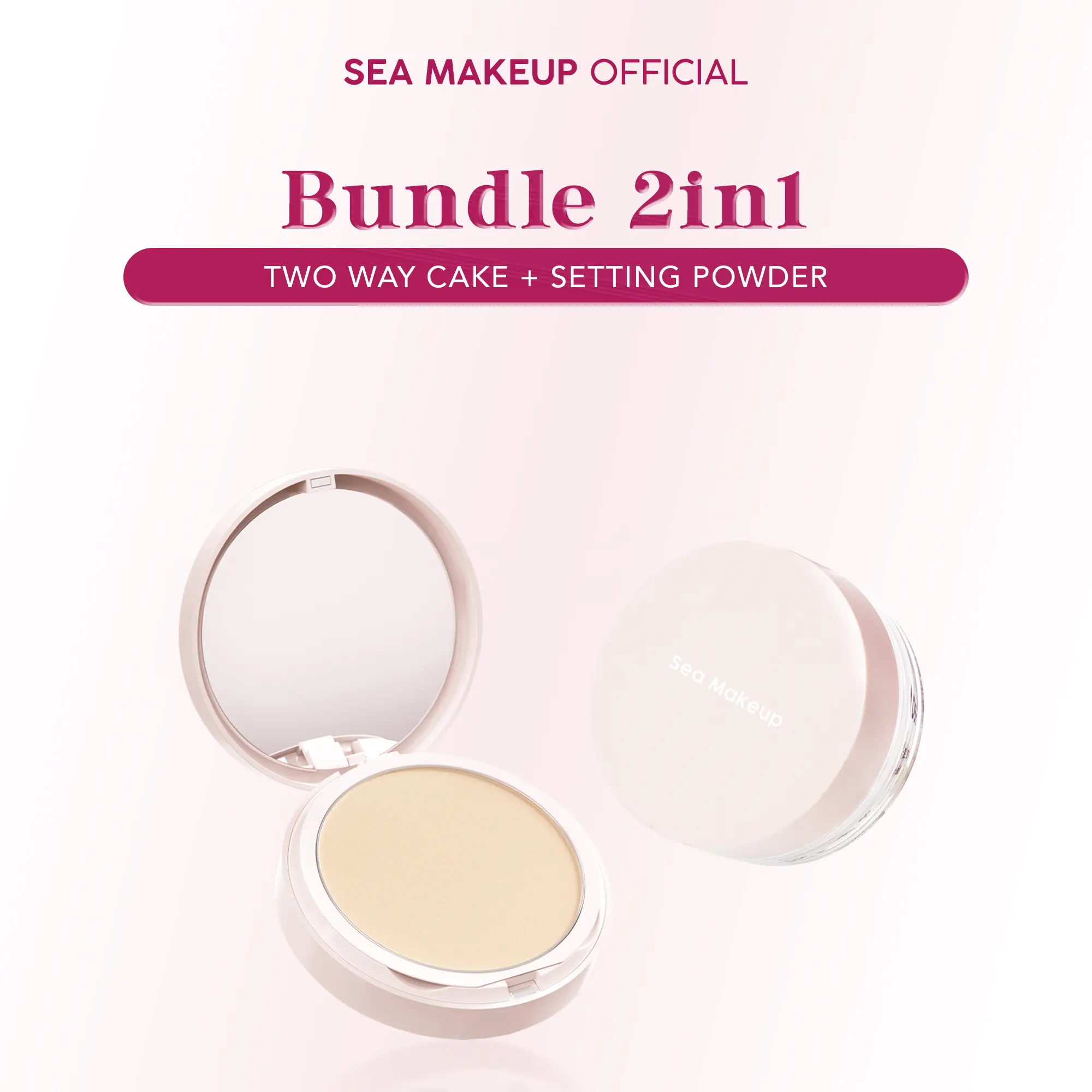 Sea Makeup Bundle 2 in 1 Acne Cover & Smooth Two Way Cake + Acne Blur and Set Loose Powder