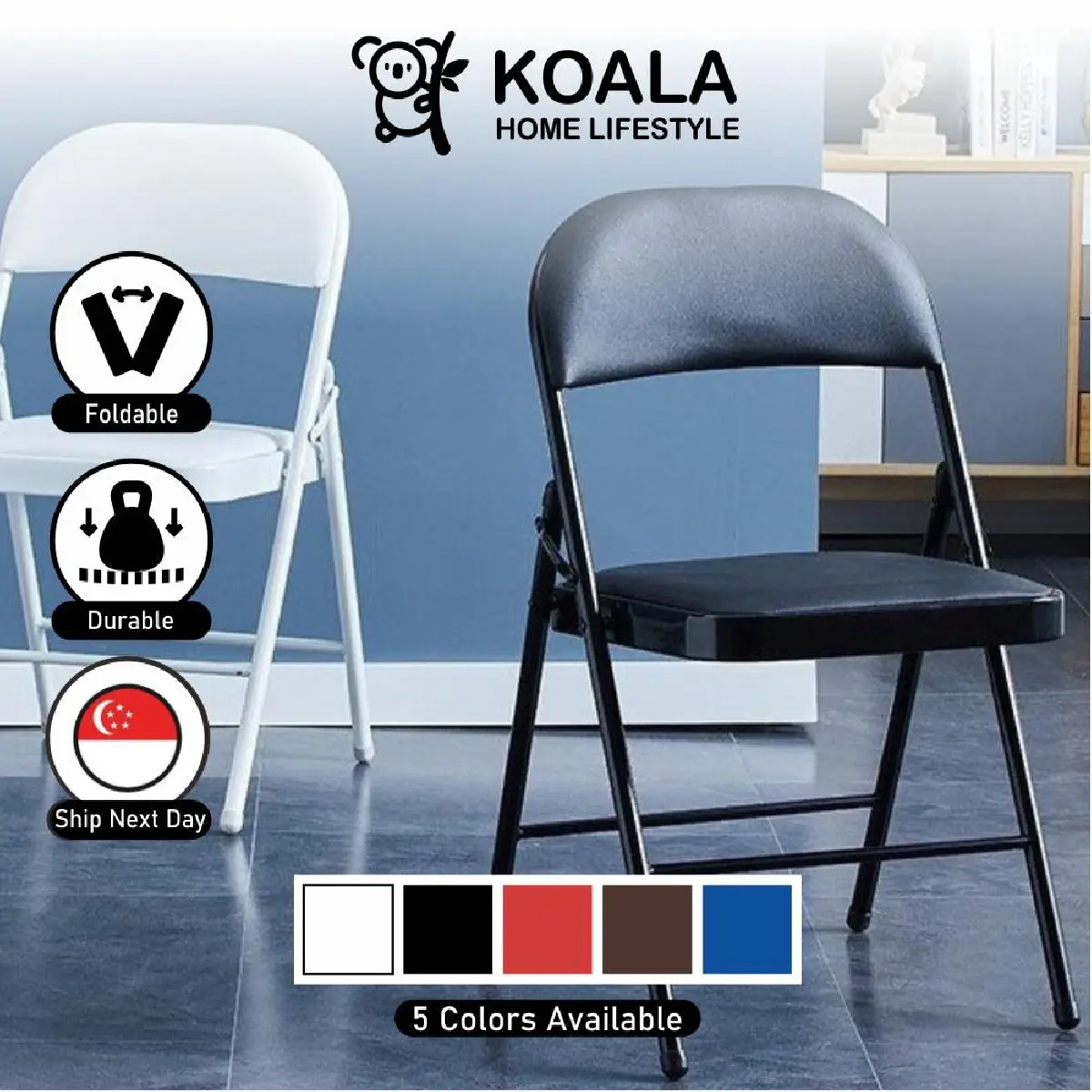 Koala Home Folding Chair Waterproof Seat Designer Dining Chair Conference Chair Foldable fold Office chair