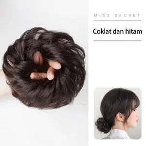 wig tas kepala kuncup bunga alami kepala sanggul palsu rambut asli penuh ikat kepala wig wanita ikat kepala Kepala sanggul rambut asli