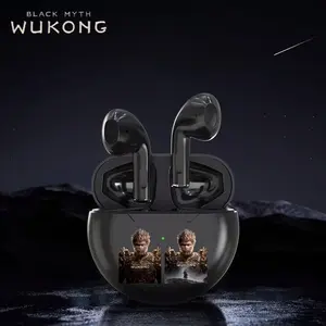 Black Myth Wukong AI Earphone TWS 50dB Peredam Kebisingan Aktif, Bluetooth 6.0, Daya Tahan Baterai 47 Jam, Headphone Nirkabel Sejati, IP54