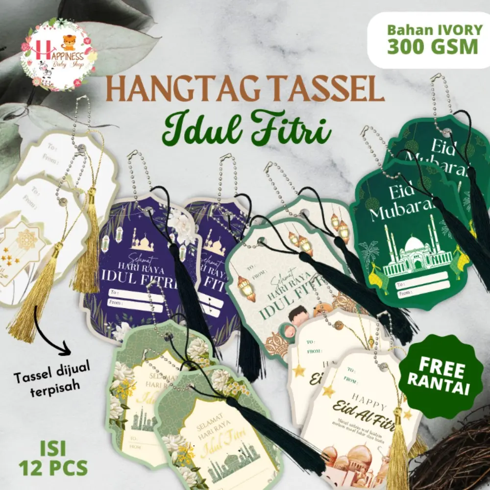 (10 pcs) Hang Tag / Hangtag Souvenir Natal / Lebaran / Idul Fitri Tassel / Hangtag Lebaran / Tassel Lebaran (tassel dijual terpisah BACA DESKRIPSI)