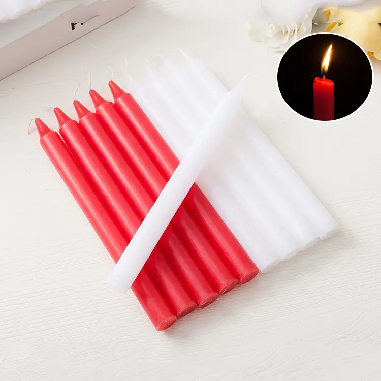 Red and white candles household emergency long pole cylindrical candles western restaurant atmosphere decoration Ornaments Freshener