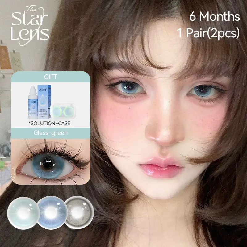 Kính áp tròng, Starlens, 1 cặp, Mắt mềm, Thích hợp để đeo khi trang điểm, Đường kính 14.0-14.5mm, Có thể sử dụng trong 6 tháng lens milk gray