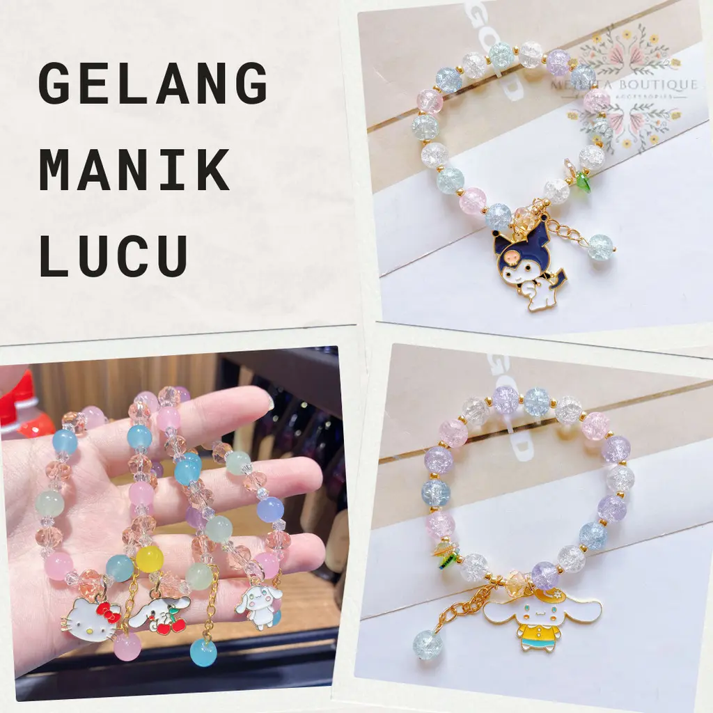 Gelang Manik Akrilik Kekinian Lucu Charm Karakter Sanrio Toy Story Snoopy Buah Anak Impor Murah Kado Anak