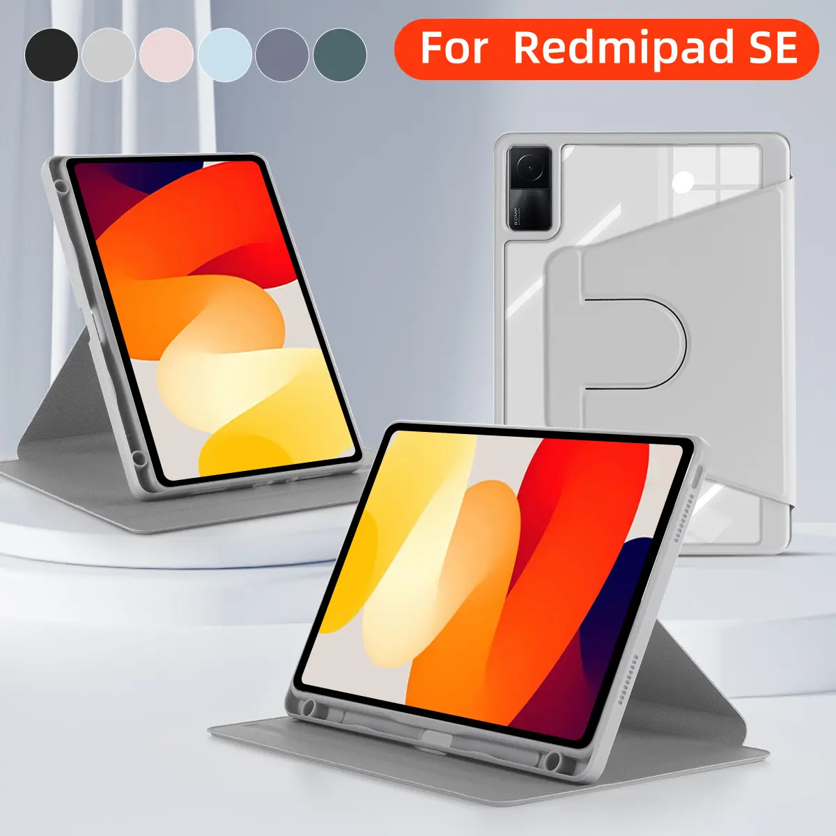 Leather Casing 360 Rotating For Xiaomi Redmi Pad SE 11 Inch Redmi Pad 10.61 for Redmi PRO 12.1 2023 Rotary Book Cover Standing Case Tab