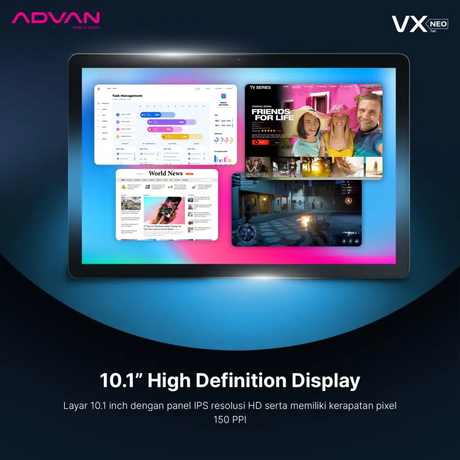 ADVAN TAB A10 Wifi Only 4GB/64GB | Layar 10.1” | Tablet Android 14 | Garansi Resmi