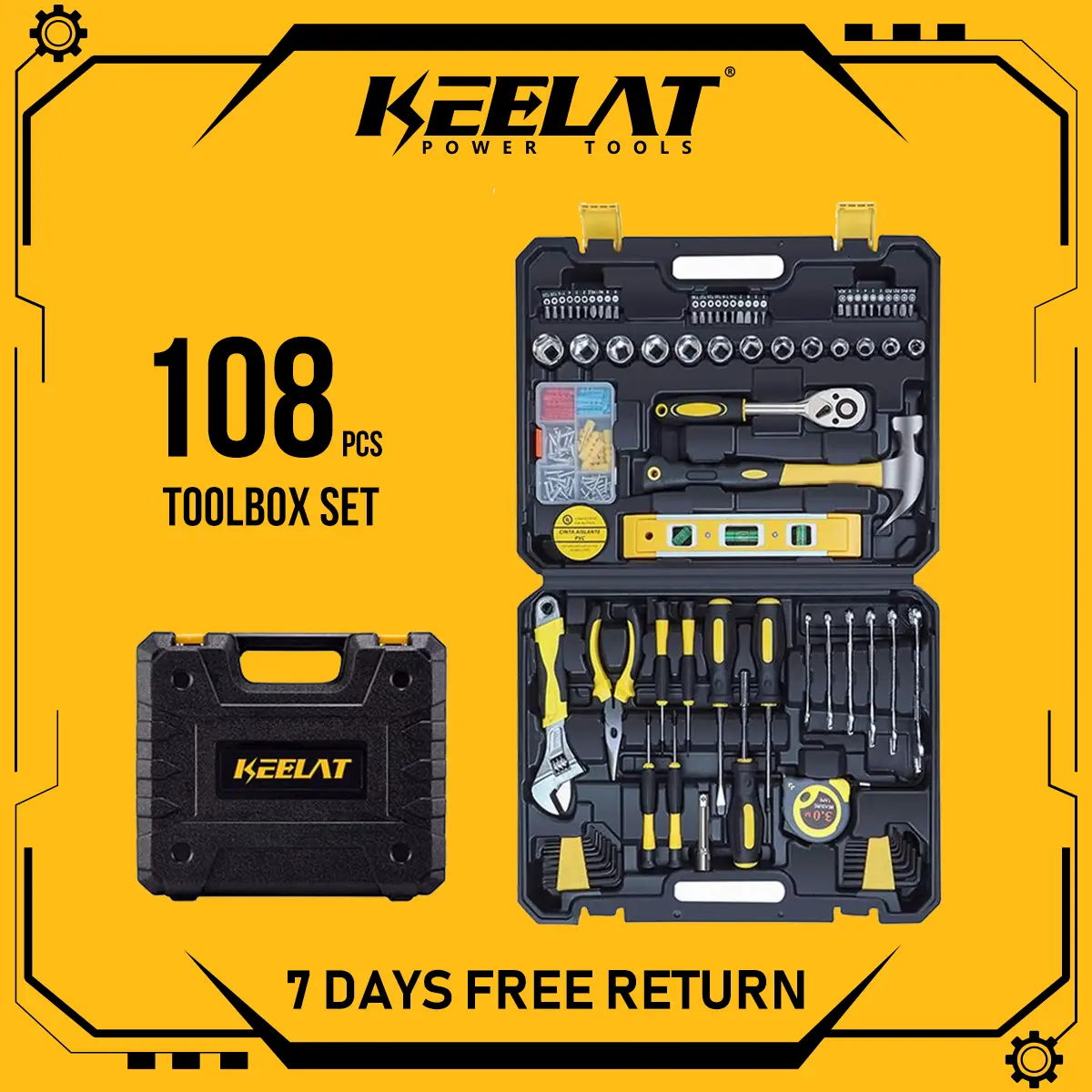 KEELAT  108 Pcs Toolbox Set Screwdrive Set Wrench Set Home Tool Kit For DIY Quick Repairs Set Tools Set Spanar Box Set