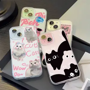 Case sesuai dengan iPhone Kucing yang lucu Kasus ponsel 11 12 13 14 15 16 Kasus ponsel polished iPhone 11 PRO MAX 12 PRO MAX 13 PRO MAX 14 14PLUS 14PRO MAX 15 15PLUS 15PRO MAX 16PRO MAX Casing  X XSMAX XR 7 8PLUS K