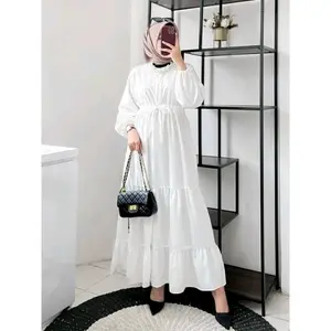 ADIRA SIZE S, M, L, XL, XXL MAXY DRESS BAJU REMAJA PUTIH POLOS KOREAN LOOK STYLE KEKINIAN/GAMIS CRINCLE AIRFLOW PREMIUM/FASHION MUSLIM WANITA TERBARU/BAJU KONDANGAN PEREMPUAN JUMBO