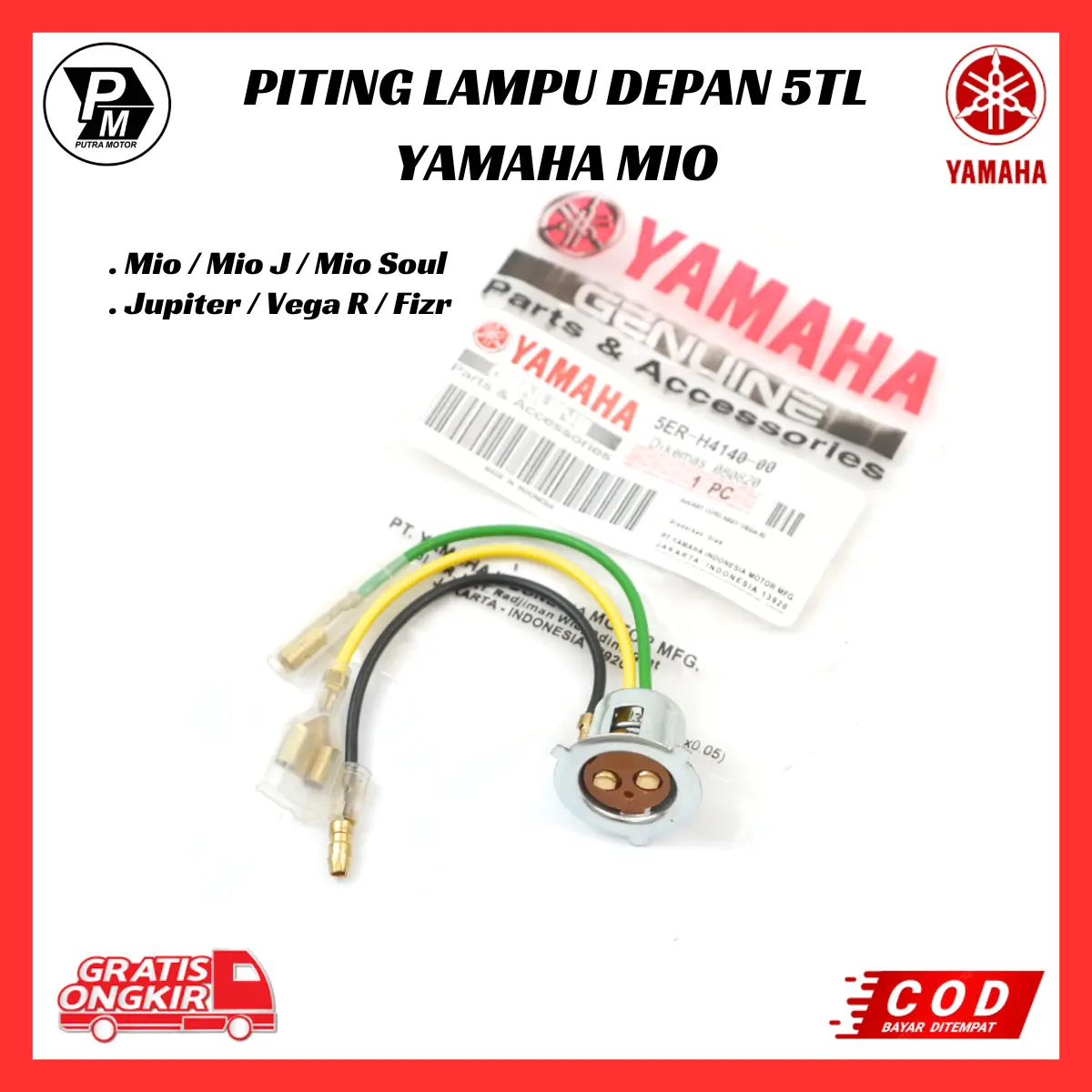 Piting Fiting Lampu Depan Yamaha Mio - Mio J - Mio Soul - Jupiter - Vega R - Fizr 5TL-H4140-00