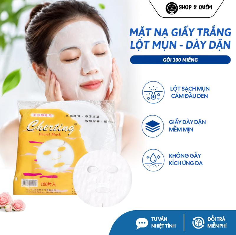 Mặt nạ giấy trắng Quẽm 2 Cosmetics -lột mụn gói 100 miếng loại dày Đắp Mặt Skincare
