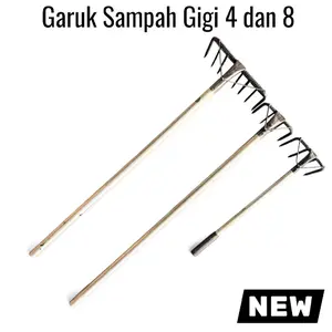 Garuk Sampah Bahan Besi Baja Kokoh Gagang Pipa Galvanis 90cm Tahan Karat Awet Untuk Membersihkan Sampah Di Halaman Garuk Sampah Gigi 4 dan 8