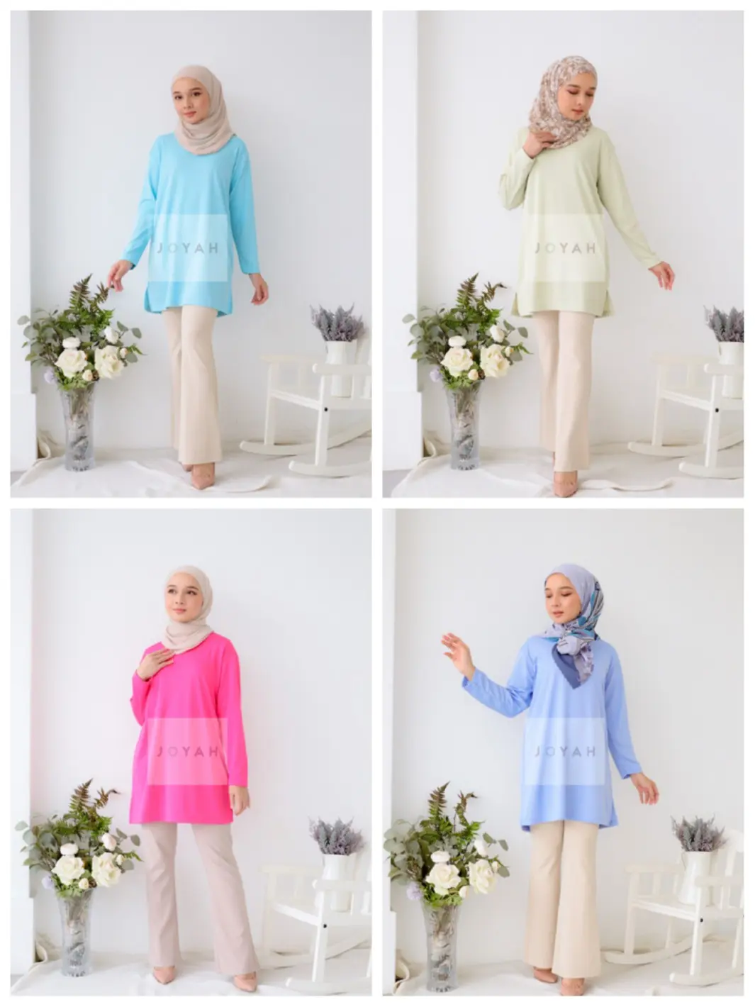 Joyah Premium Muslimah/XS-XL Baju Sukan Muslimah/Plain Jersey/Microfiber Eyelet
