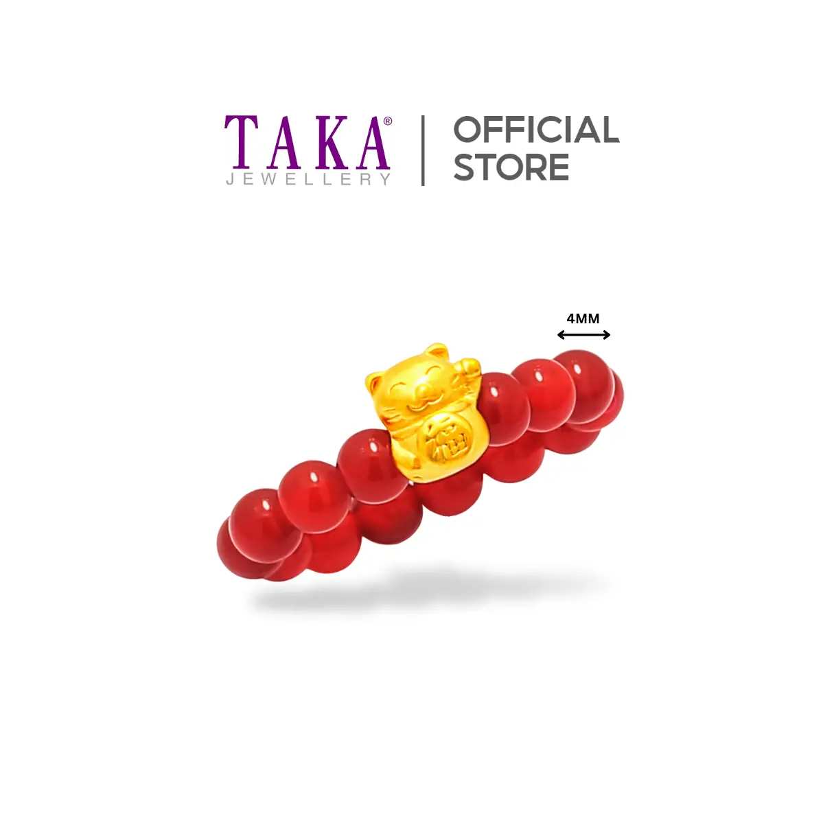 TAKA Jewellery 999 Pure Gold Beckoning with 4mm Beads Ring
