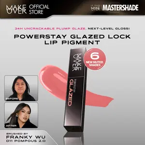 MAKE OVER Powerstay Glazed Lock Lip Pigment - NIKI Aqeela Sargio Mahalini Lip Glazed Plump Gloss Next Level Lip Cream Transferproof Pigmented Tahan Lama 24 Jam Ringan Lipstick Long Lasting Somethin Time Less w Maybe Euphoria