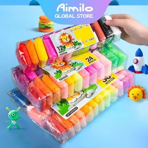 [READY] Aimilo Clay Mainan Anak Isi 12 PCS Clay Warna Mainan Edukasi Anak Aman Dan Tidak Beracun Toys Squishy Slime