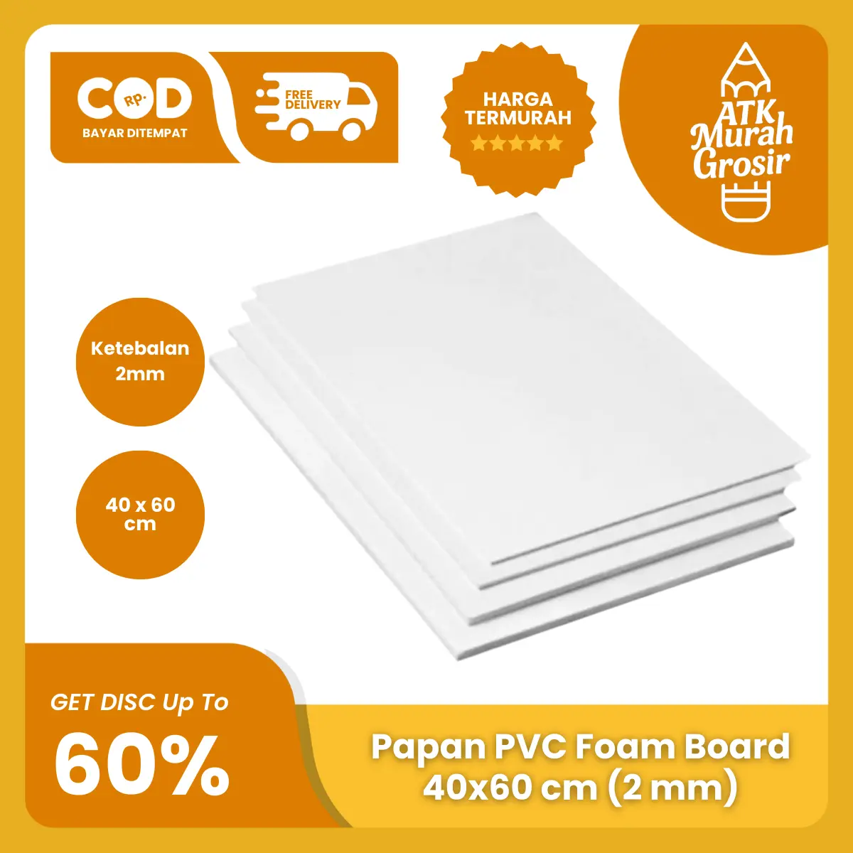 PVC Board 40 x 60 cm / Papan Pvc / 2 mm - PVC Foam Board - Shop | Tokopedia