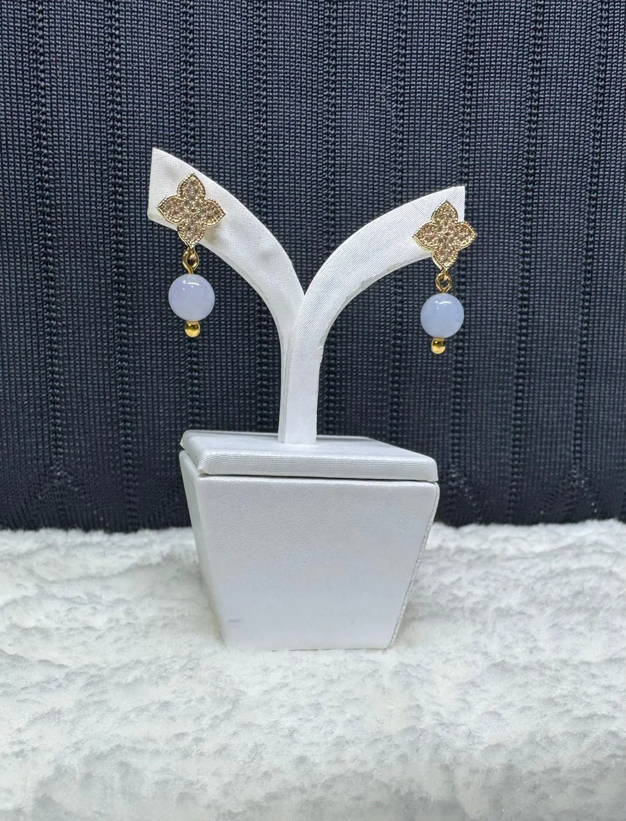 A01 Biyo Jewel Type A Jadeite Monogram Flower earrings (Green, Lavender, Black) 250301