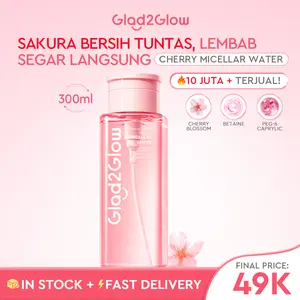 【Ready Stock】Glad2Glow Cherry Blossom Micellar Waters - Pembersih Makeup wajah Waterproof Hapus Riasan Tahan Air dengan Centella dan Tanpa Iritasi untuk Kulit Sensitif dan Berjerawat make up remover micellar water glow/cleansing oil g2glow