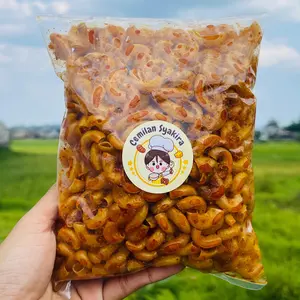 Makaroni Cikruh Pedas Daun Jeruk  250 gram Cemilan Syakira Asin Pedas  Camilan Food Snack Keripik Ayam Kering Original Pedas Extra Pedas Crispy Gurih Makanan Kripik