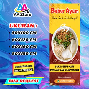 Cetak Spanduk Banner Bubur Ayam Potrait Kukusan Polo Pendem MMT Spanduk Custom 60×160 [HARGA TERJANGKAU] [Tanpa Tiang]