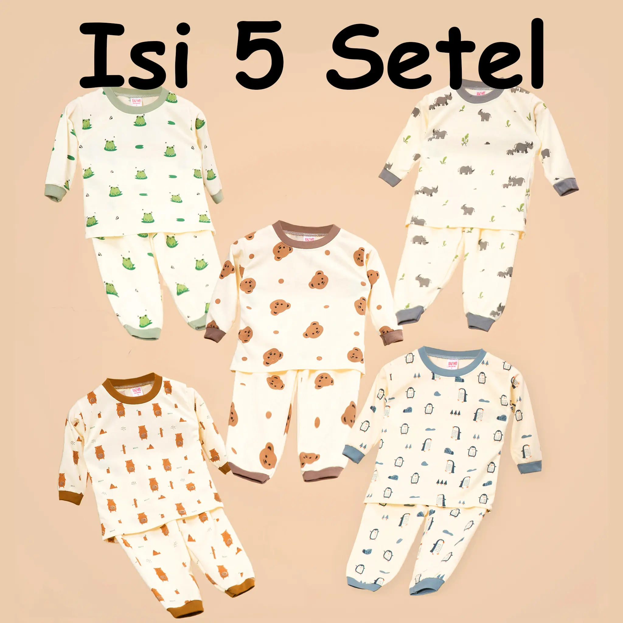 (ISI 5 SETEL) Setelan Anak & Bayi Unisex Sleepwear Pajamas/ Baju Anak Laki Laki / Baju Bayi / Setelan Bayi Laki Laki / Baju Anak Perempuan / Setelan Bayi Perempuan Xiao Wei
