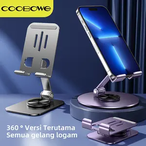 COOBOWE K61-2 Portable Ponsel Dudukan Metal Folding Phone Holder 360 Degree Rotable Adjustable Phone Stand holder hp Meja Logam