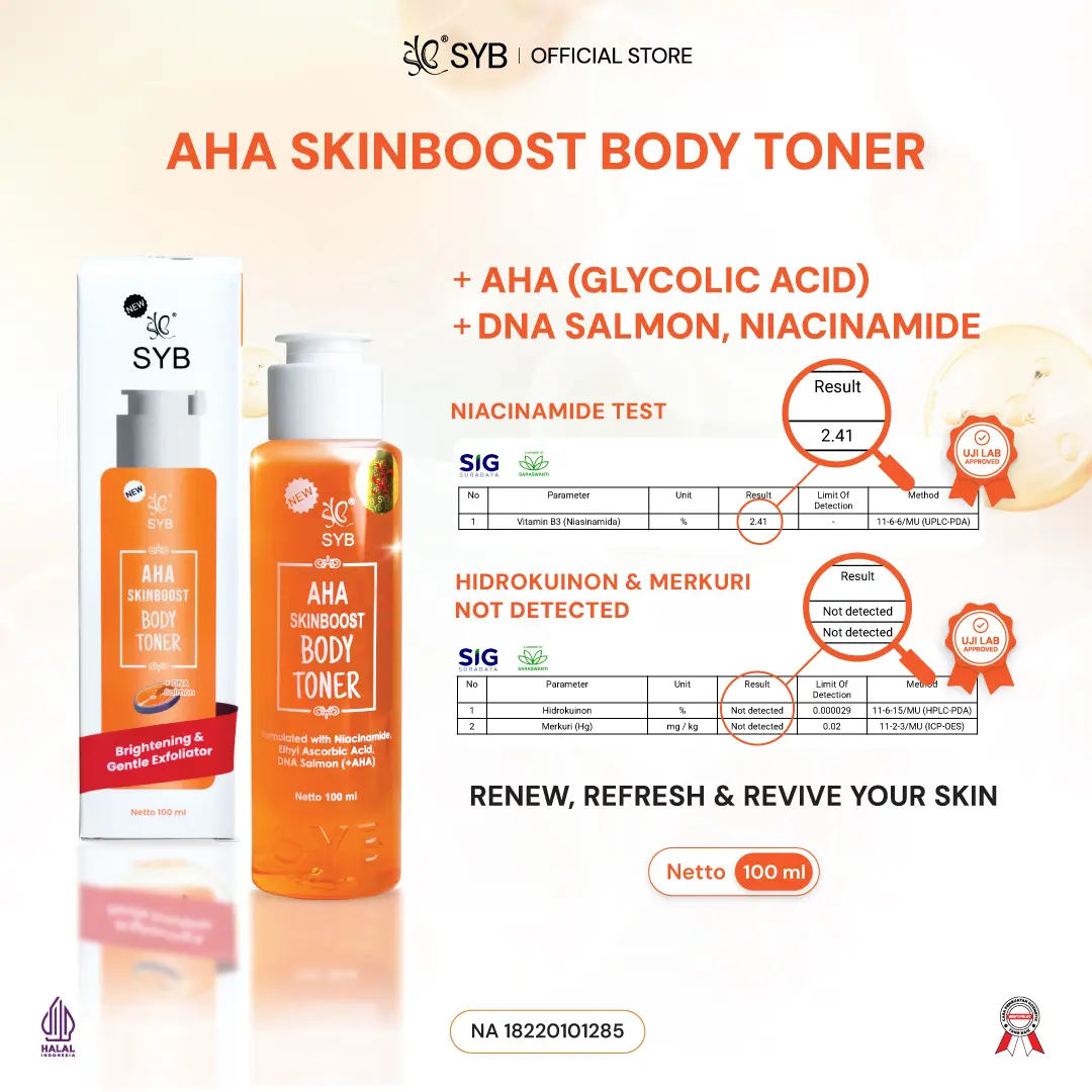 FYC - NEW SYB AHA SKINBOOST BODY TONER With Glycolic Acid & Niacinamide [BEST SELLER] *Angkat Kotoran & Mencerahkan*