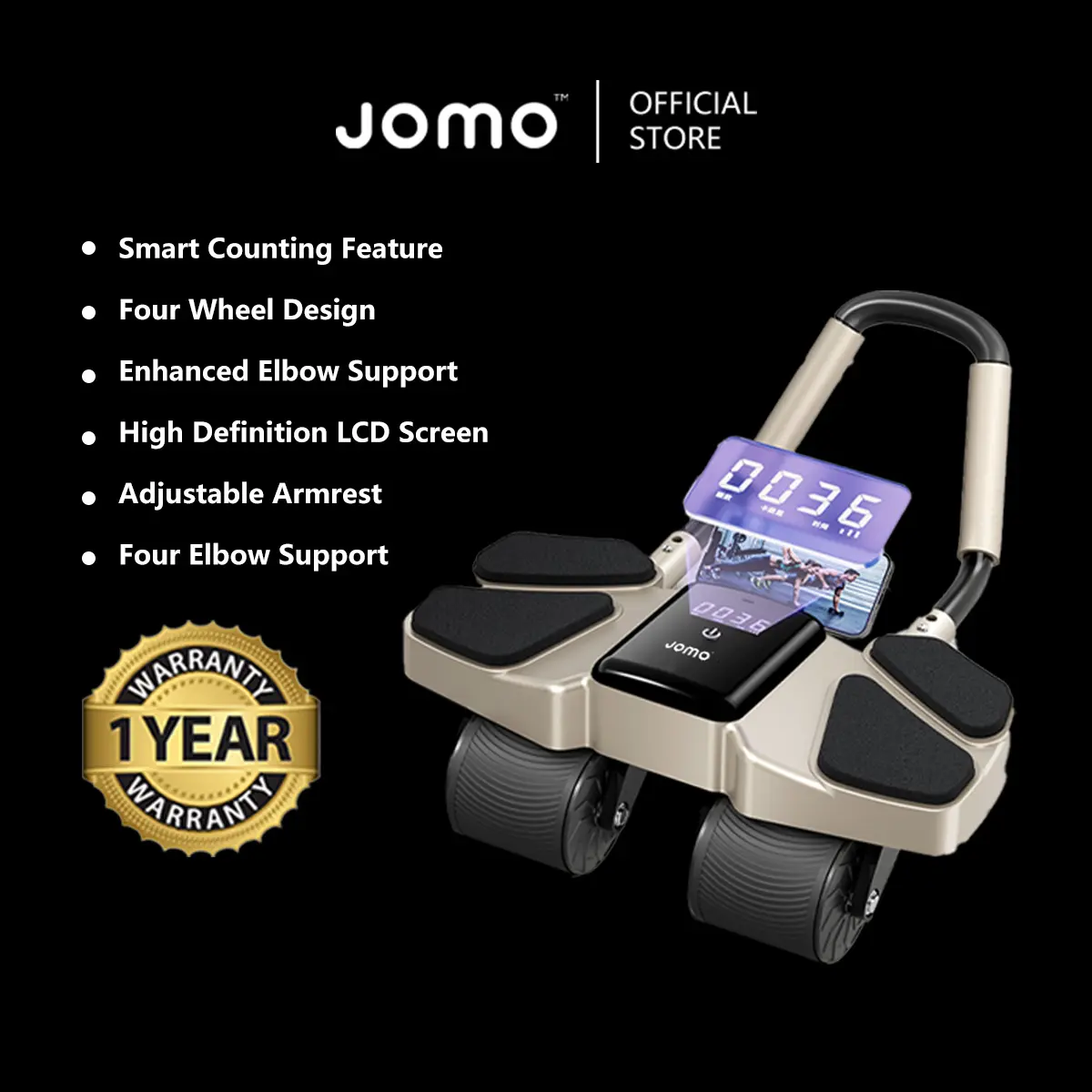 JOMO Premium 4 Wheel Upgraded Abdominal Wheel Roller Abs Roller