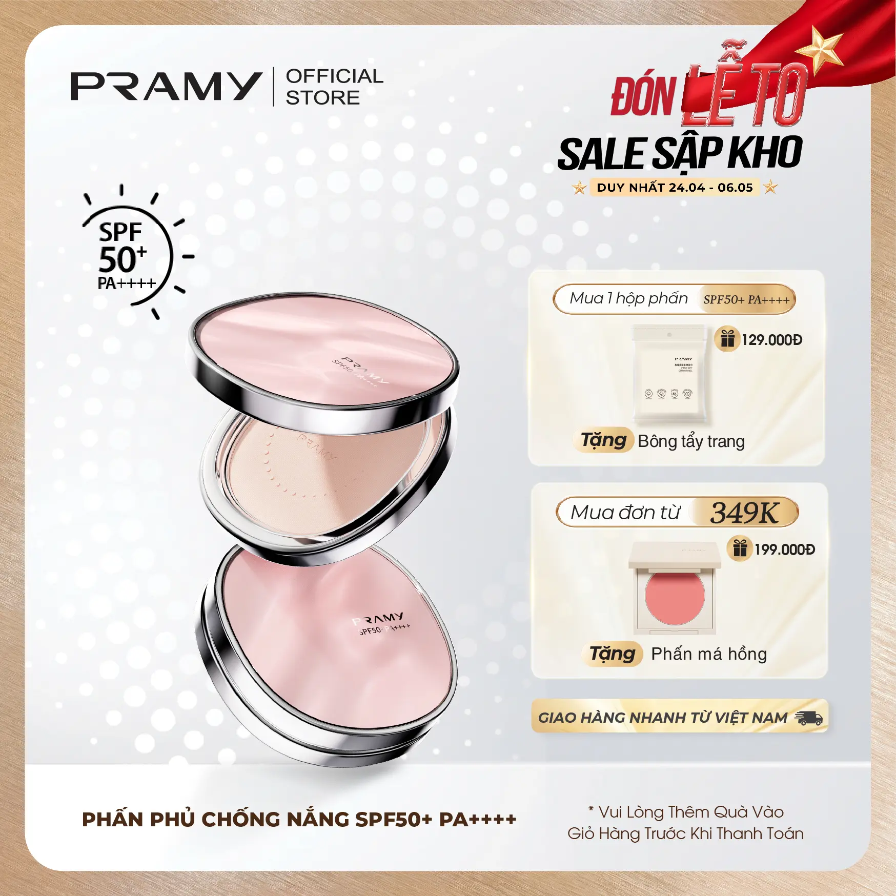 PRAMY Phấn Phủ Chống Nắng SPF 50++ Mịn Màng Mỏng Nhẹ Lâu Trôi 7g