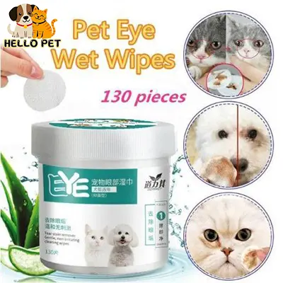 130PCS/Box Pet Eye Wet Wipes Cat Dog Tear Stain Remover Pet Cleaning Paper Tissue Aloe Wipes