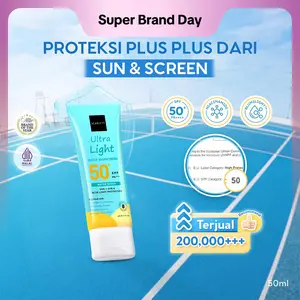【Oily Skin Friendly】Ultra Light Daily Sunscreen SPF 50+ PA++++ [Water Based] Meresap 20an Detik (Super Ringan) dengan 7X Ceramide 9X Hyaluronic Acid & No Whitecast [Lolos Uji Invivo Invitro]
