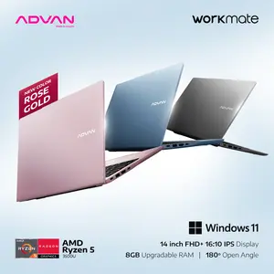 ADVAN Workmate AMD Ryzen 5 3500U 8GB/256GB 14" Inch FHD+ 16:10 IPS WiFi 5 Upgradable Free WIndows 11 Garansi Resmi 1 Tahun