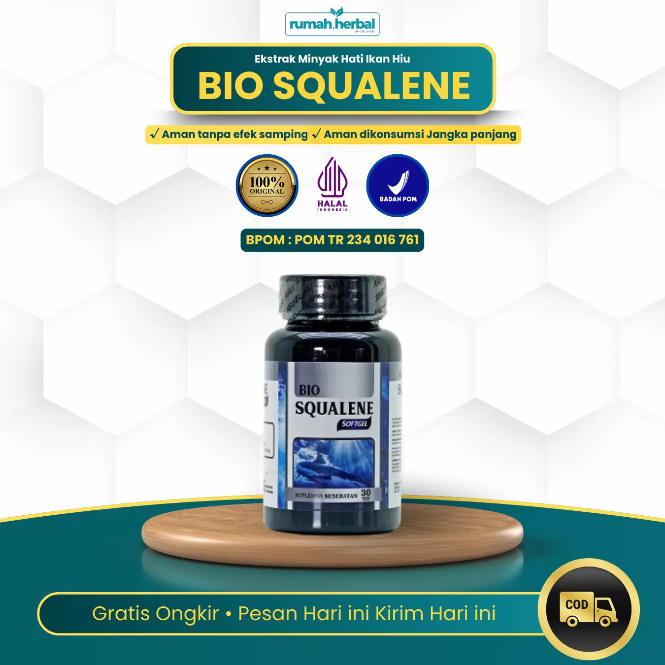 BIO SQUALENE Softgel - Ekstrak Minyak Hati ikan Hiu 100% Original BPOM Halal MUI