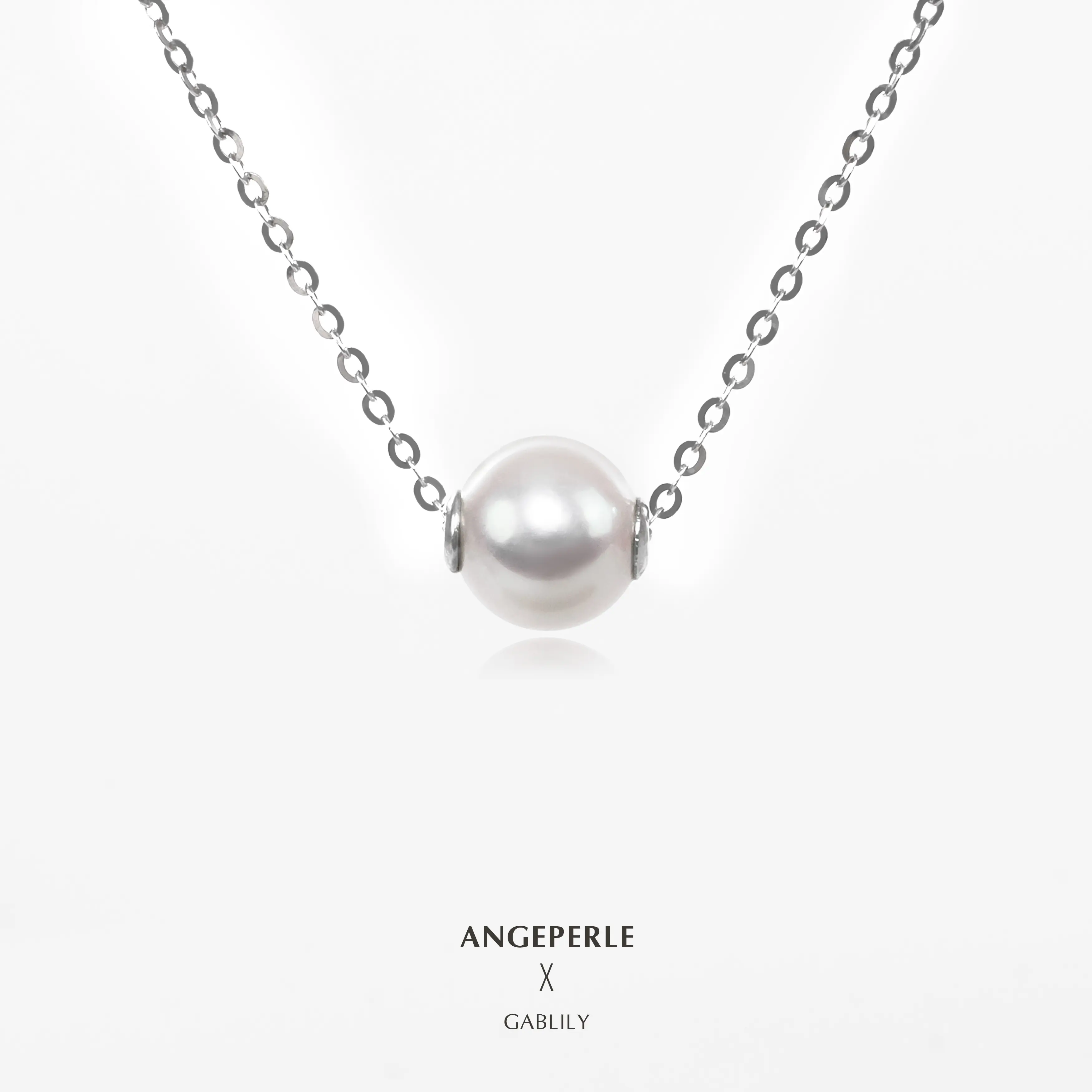 Gablily LuluTong White Pearl Pendant 8-9mm Freshwater S925 Silver (BJ332)