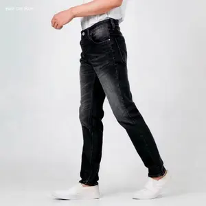 Celana Jeans Pria Panjang Slimfit Skinny Wisker Hitam Blackjazz Denim Premium | Hot Item